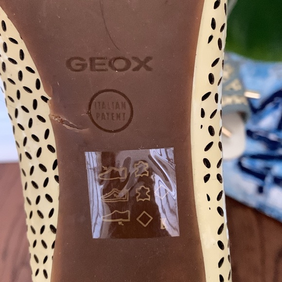 Sz 40 GEOX Respira Olive & Pale Butter Yellow Leather Heels Bow Detail - Picture 6 of 9